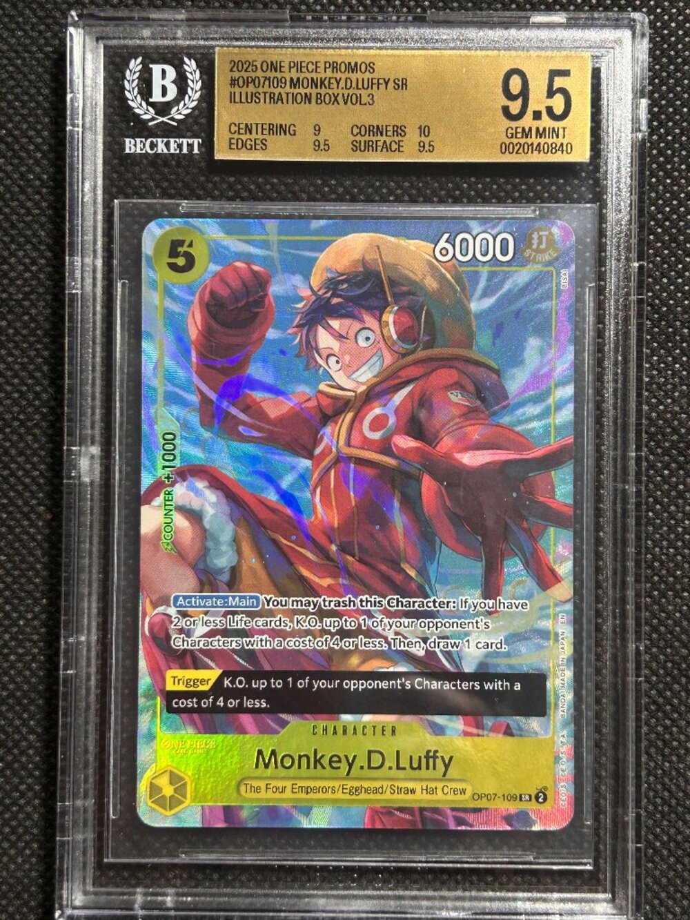 2025 One Piece Promo Monkey D Luffy Illustration Box Vol.3 BGS 9.5 GEM MINT